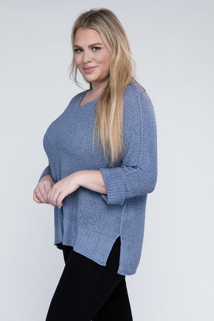 EESOME Plus Size Crew Neck Knit Sweater