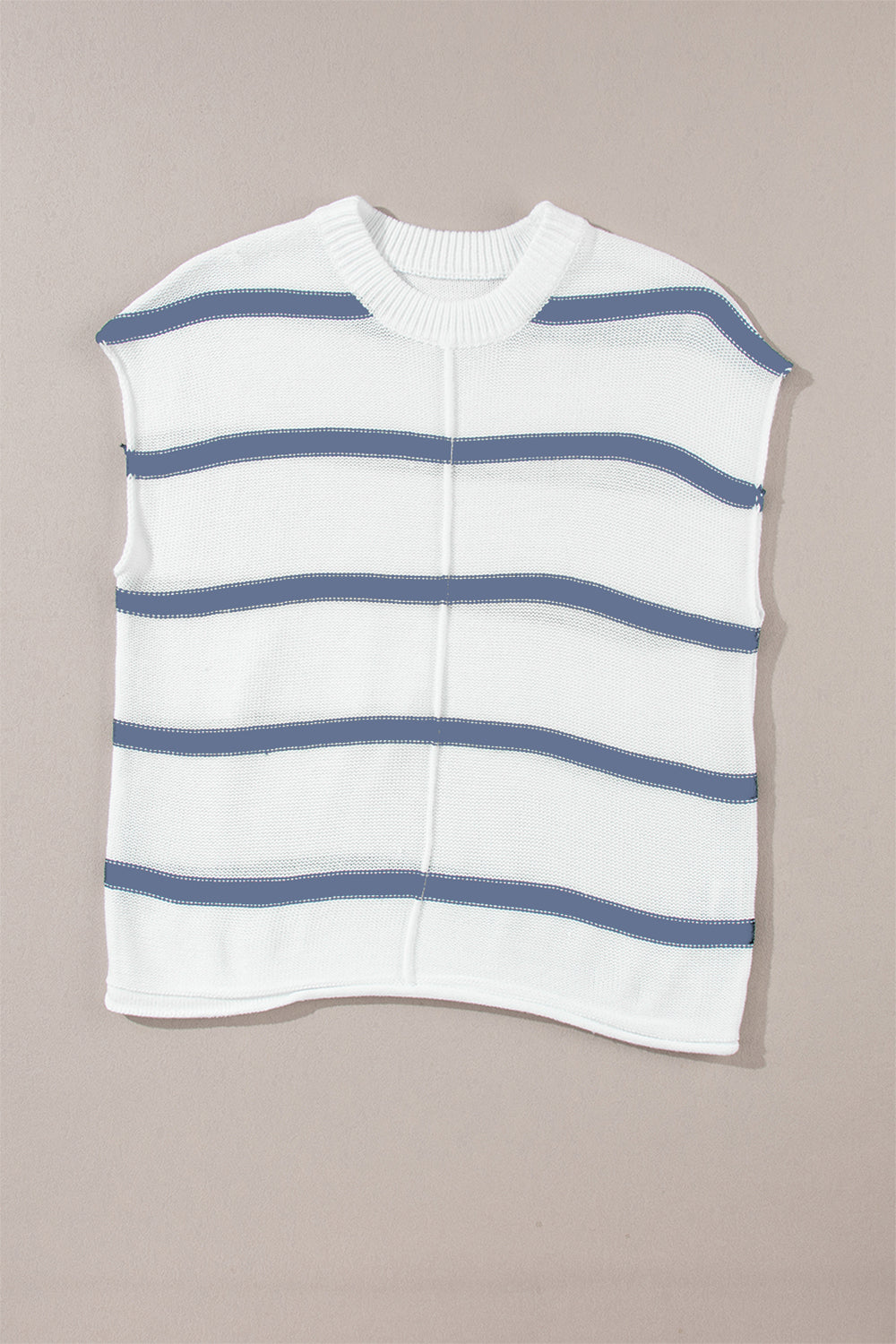 Striped Round Neck Cap Sleeve Sweater Top