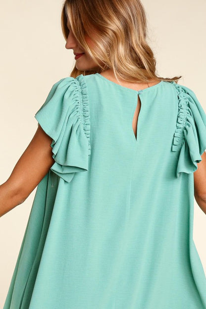 HAPTICS Woven Ruffle Sleeves with Side Pocket