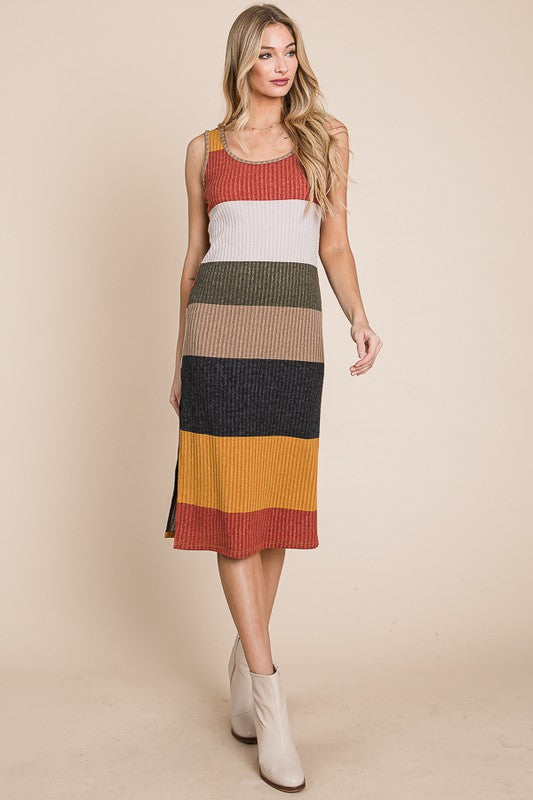 JADE by JANE Knit Color Block Pencil Tank Casual Dress