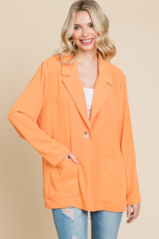 CULTURE CODE One Button Blazer with Pockets in Color Salmon