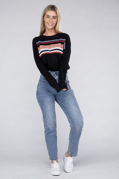 AMBIANCE APPAREL Striped Pullover Knit Sweater