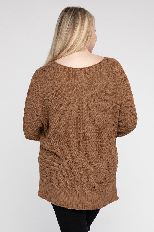 EESOME Plus Size Crew Neck Knit Sweater