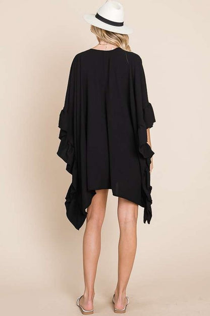 JADE by JANE Wide sleeves ruffle kimono KRT1650-1