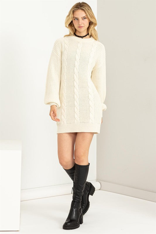 HYFVE Cable-Knit Ribbed Mini Sweater Dress