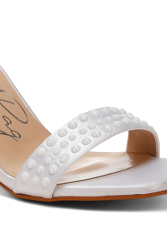 RAG & Co. Klebba Pearls Embellished Satin Sandals