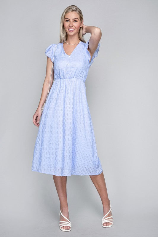 NUVI APPAREL V neck embroidered eyelet dress