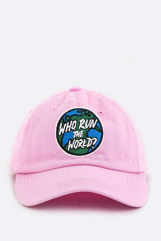 LA JEWELRY "Who Run the World" Patch Cotton Cap