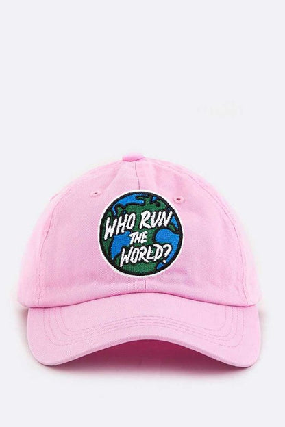 LA JEWELRY "Who Run the World" Patch Cotton Cap