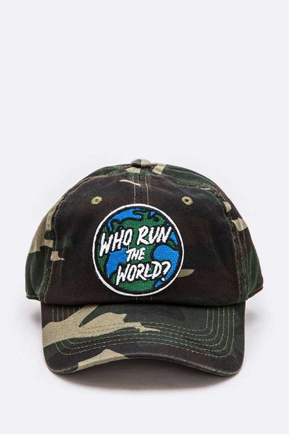 LA JEWELRY "Who Run the World" Patch Cotton Cap