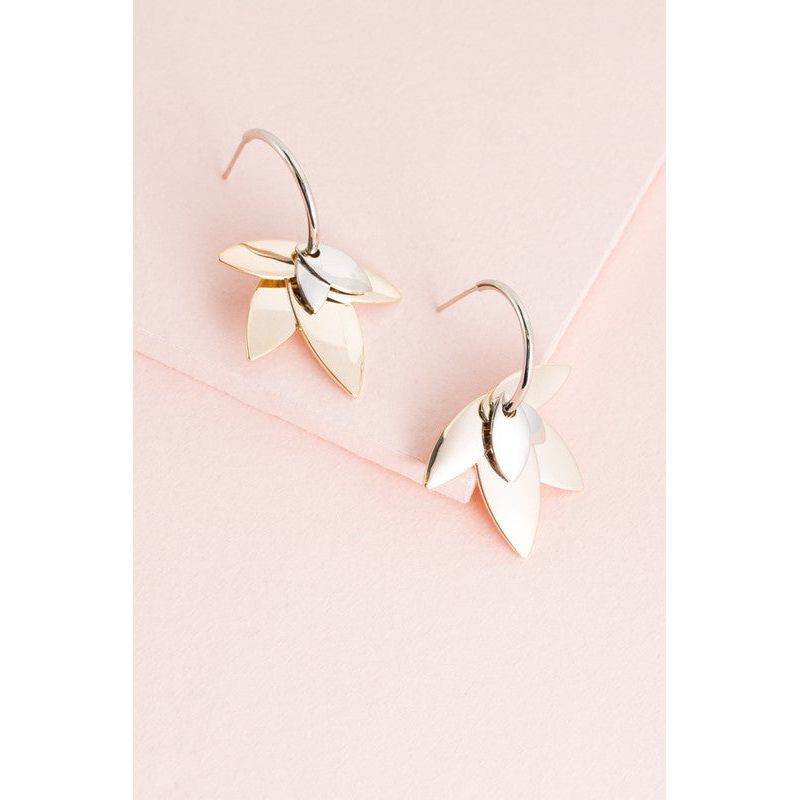 LOVADO Two-Tone Lotus Hoop Earrings