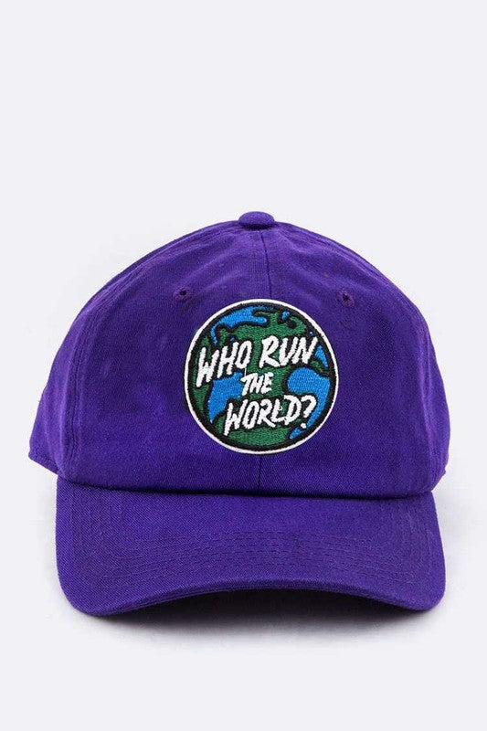 LA JEWELRY "Who Run the World" Patch Cotton Cap