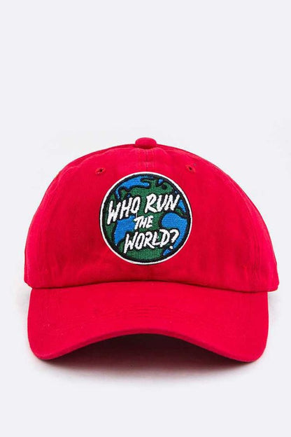 LA JEWELRY "Who Run the World" Patch Cotton Cap