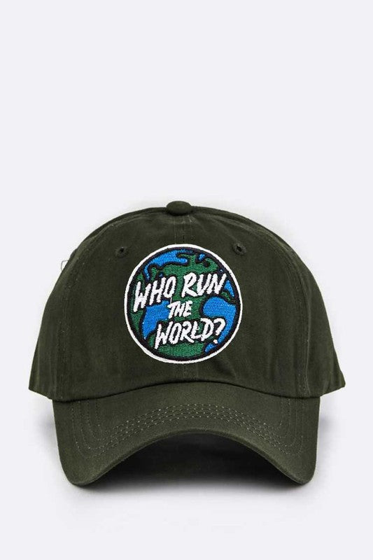 LA JEWELRY "Who Run the World" Patch Cotton Cap