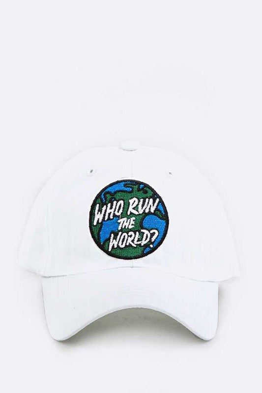 LA JEWELRY "Who Run the World" Patch Cotton Cap