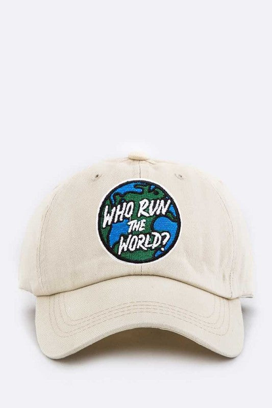 LA JEWELRY "Who Run the World" Patch Cotton Cap