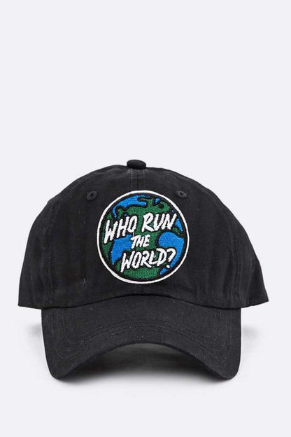 LA JEWELRY "Who Run the World" Patch Cotton Cap