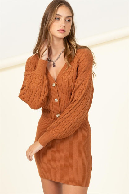 HYFVE Junior "Choose Chic" Cable-Knit Mini Dress