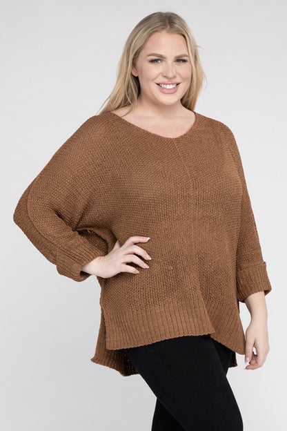 EESOME Plus Size Crew Neck Knit Sweater