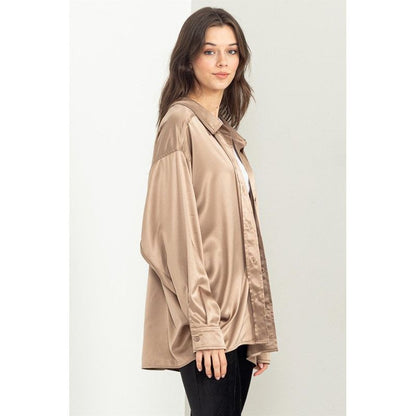 HYFVE Charmed Oversized Buttoned Down Satin Shirt