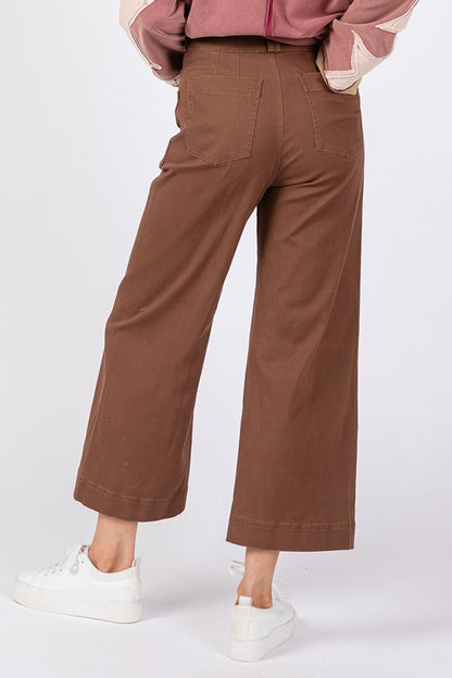 SAGE + FIG Mocha Wide Leg Cropped Pants