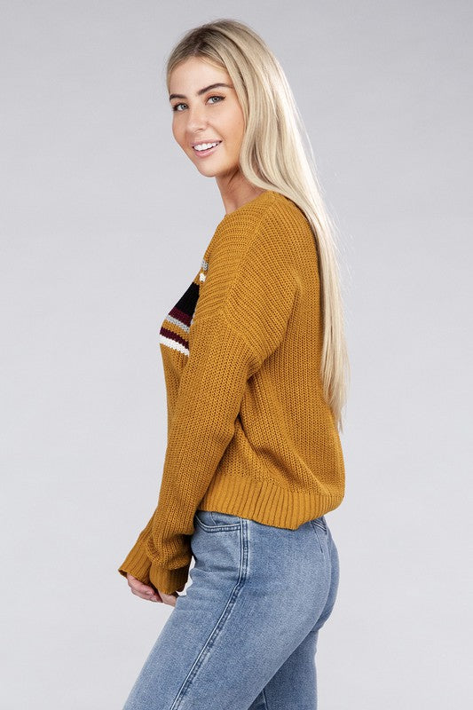 AMBIANCE APPAREL Striped Pullover Knit Sweater