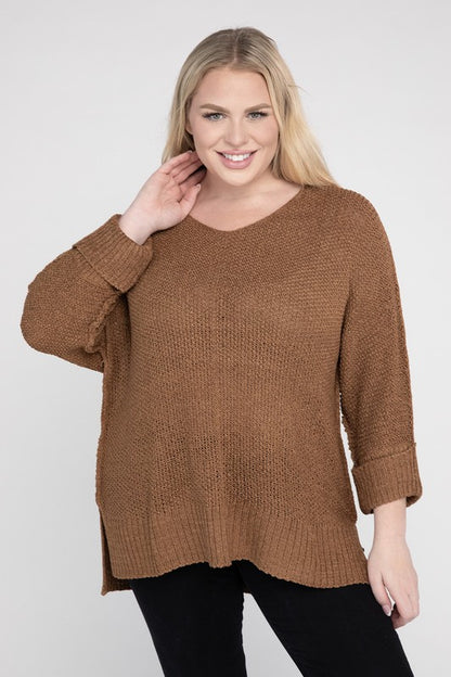 EESOME Plus Size Crew Neck Knit Sweater