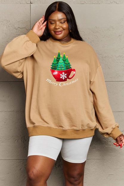 SIMPLY LOVE Full Size "MERRY CHRISTMAS" Graphic Sweatshirt