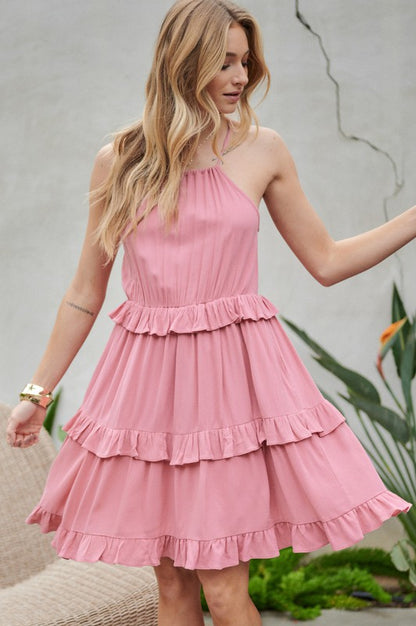 DAVI & DANI Casual Ruffle Sleeveless Mini Summer Dress