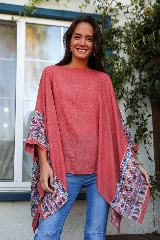 Geometric Embroidered Sleeve Kimono