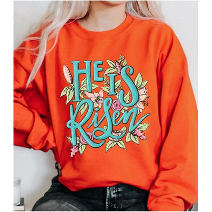 COLOR BEAR "He is Risen" Easter Day Celebration Graphic Sweatshirt