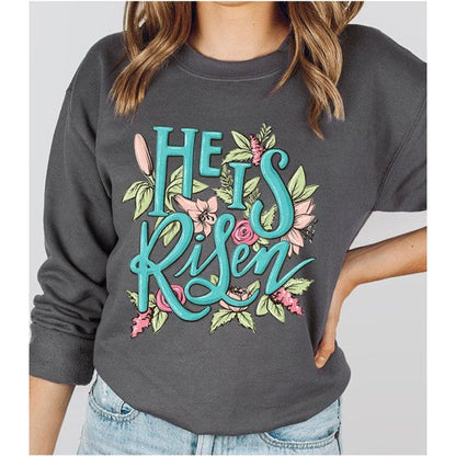 COLOR BEAR "He is Risen" Easter Day Celebration Graphic Sweatshirt