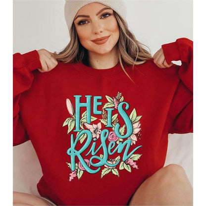 COLOR BEAR "He is Risen" Easter Day Celebration Graphic Sweatshirt