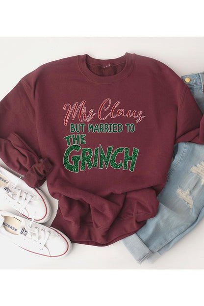 COLOR BEAR "Mrs. Claus Married to the Grinch" Christmas Graphic Sweatshirt