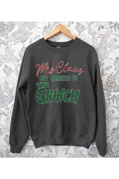 COLOR BEAR "Mrs. Claus Married to the Grinch" Christmas Graphic Sweatshirt