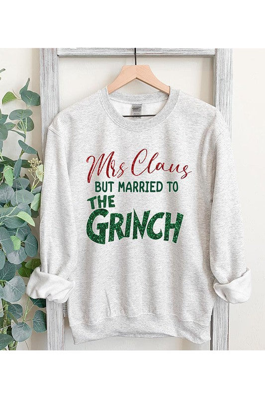 COLOR BEAR "Mrs. Claus Married to the Grinch" Christmas Graphic Sweatshirt