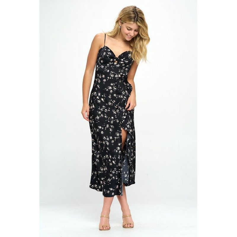 ONE & ONLY COLLECTIVE Printed Satin Tank High Split Dress