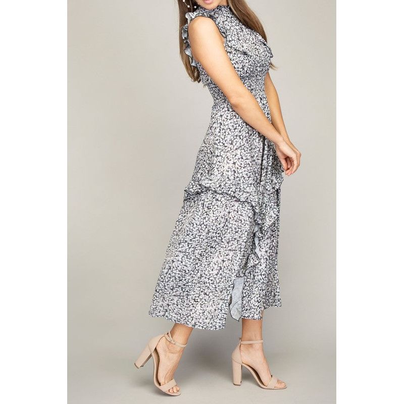 NUVI APPAREL Tiered maxi dress with ruffle trim