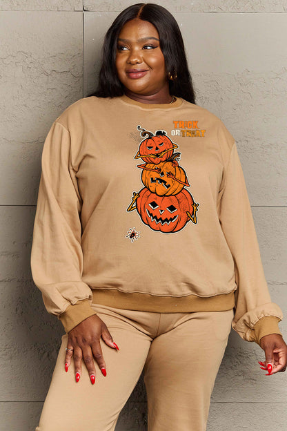 SIMPLY LOVE Full Size "TRICK OR TREAT" Graphic Sweatshirt