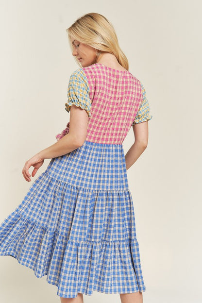 JADE by JANE Color Block Gingham Dress