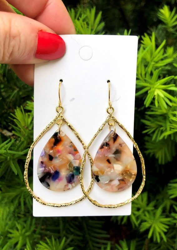 BAUBLES by B Multi-Color Acrylic Teardrop Chandelier Earrings