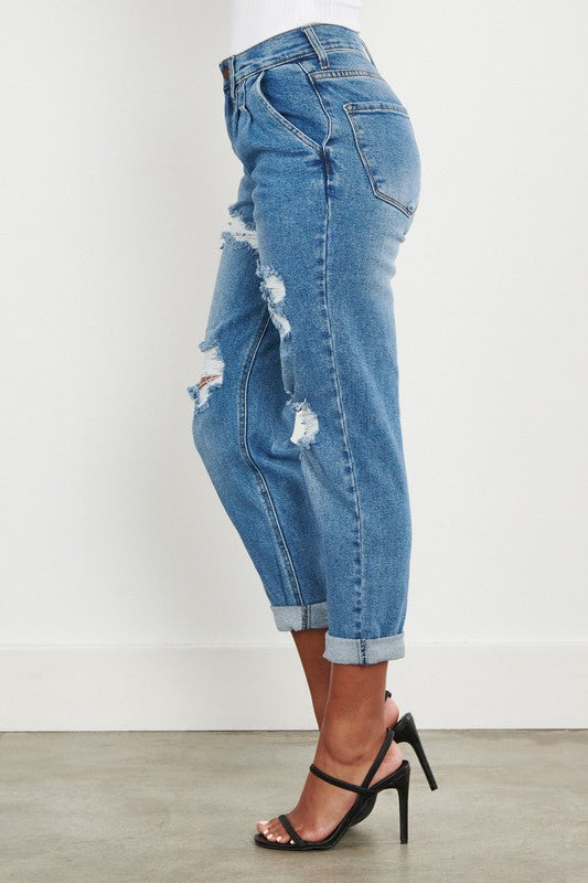 VIBRANT M.I.U. High Waisted Boyfriend Jeans