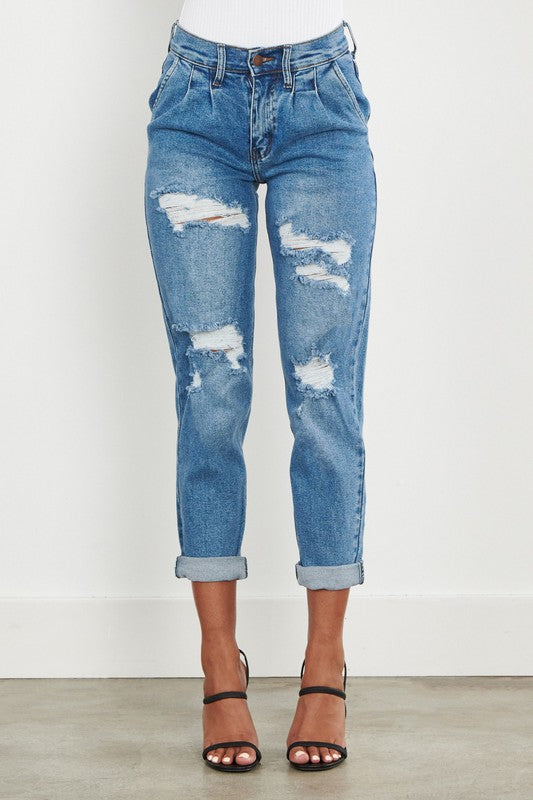 VIBRANT M.I.U. High Waisted Boyfriend Jeans