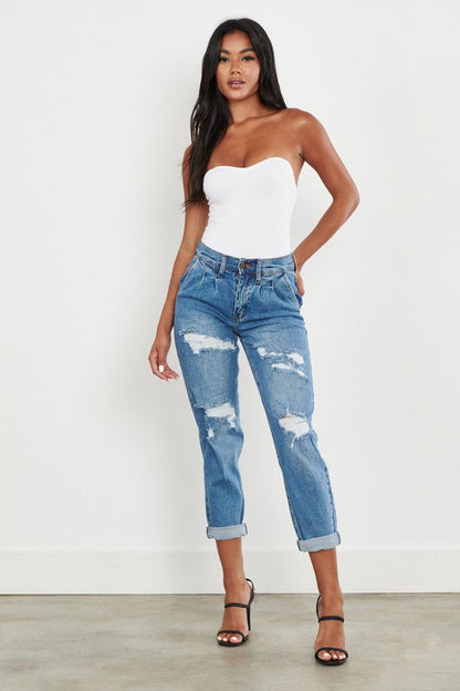 VIBRANT M.I.U. High Waisted Boyfriend Jeans