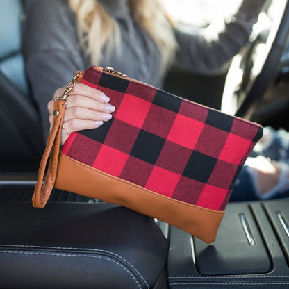 DANI & EM Buffalo Plaid Wristlet Clutch Bag