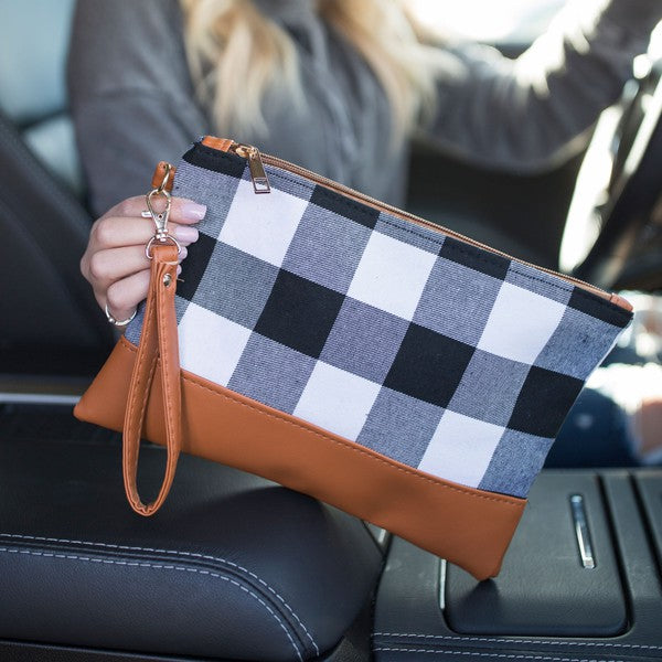 DANI & EM Buffalo Plaid Wristlet Clutch Bag