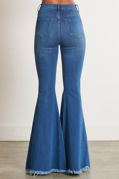 VIBRANT M.I.U. High-Waisted Distressed Flare Denim Jeans