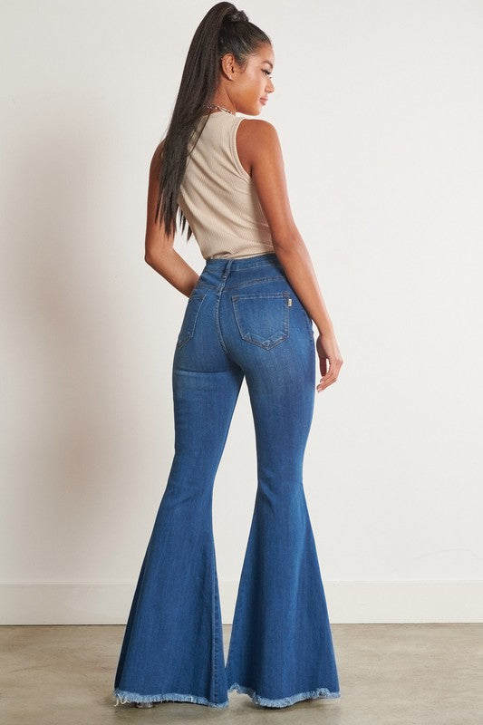 VIBRANT M.I.U. High-Waisted Distressed Flare Denim Jeans