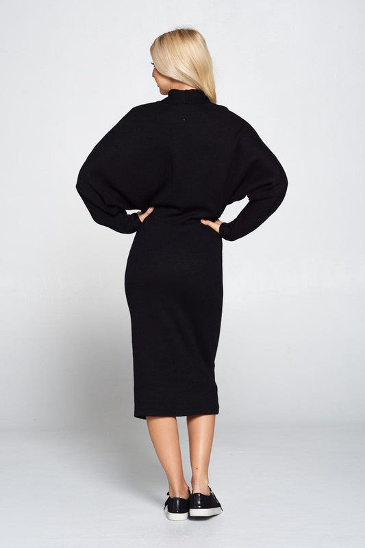 RENEE C. Sweater Knit Dolman Sleeve Midi Dress