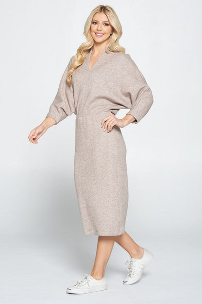 RENEE C. Sweater Knit Dolman Sleeve Midi Dress